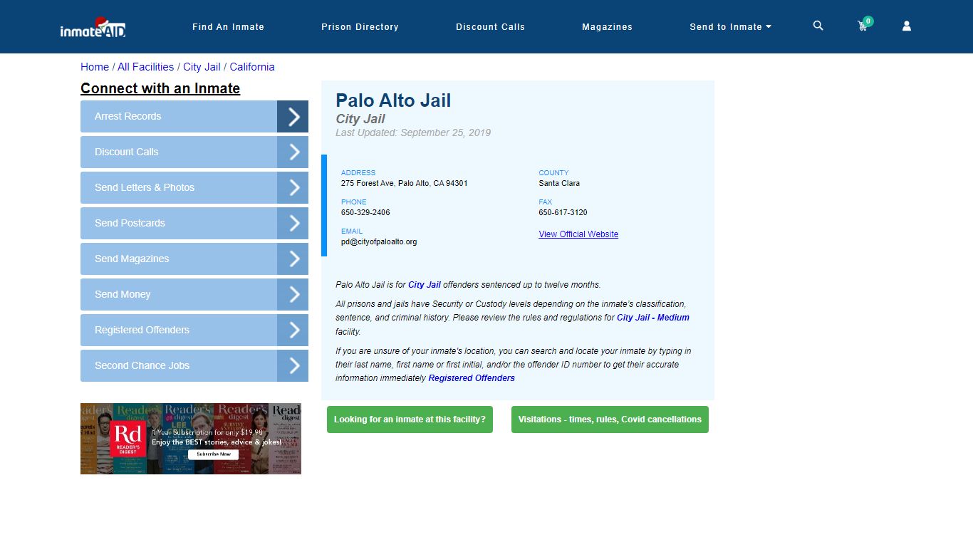 Palo Alto Jail | Inmate Locator