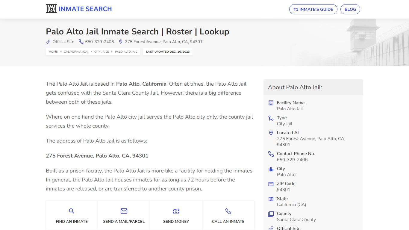 Palo Alto Jail Inmate Search | Roster | Lookup